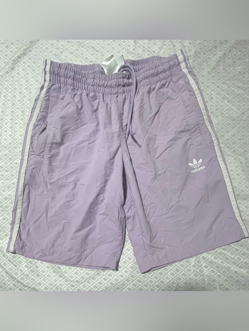 adidas Men's Lavender Athletic Shorts with White Stripes